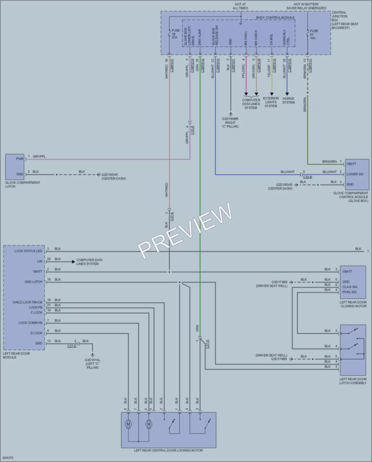 2015 Jaguar XJ Power Door Locks wiring diagram preview