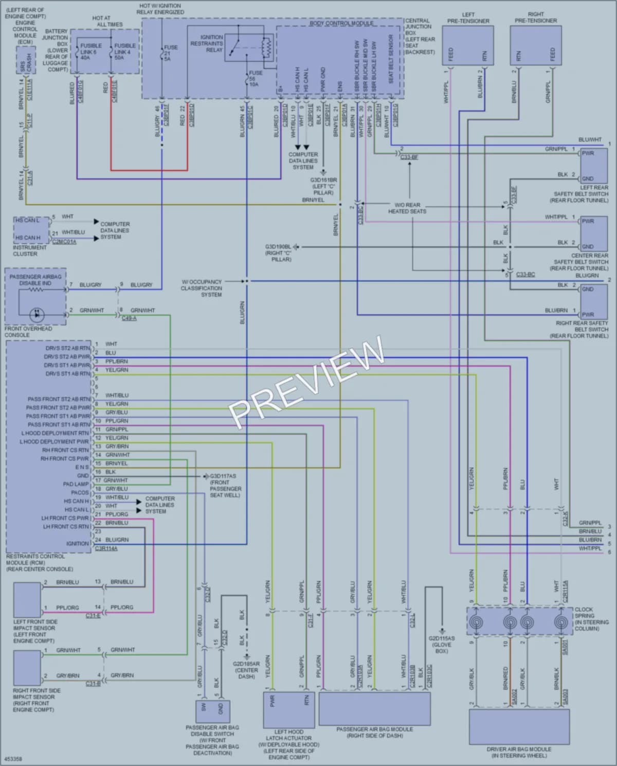 2015 Jaguar XJLPortfolio Supplemental Restraints wiring diagram preview