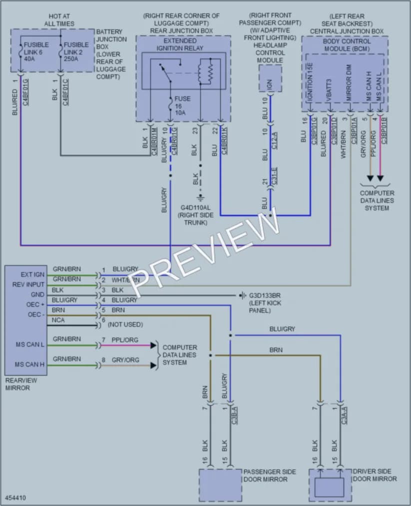 2015 Jaguar XJLSupercharged Power Mirrors wiring diagram preview