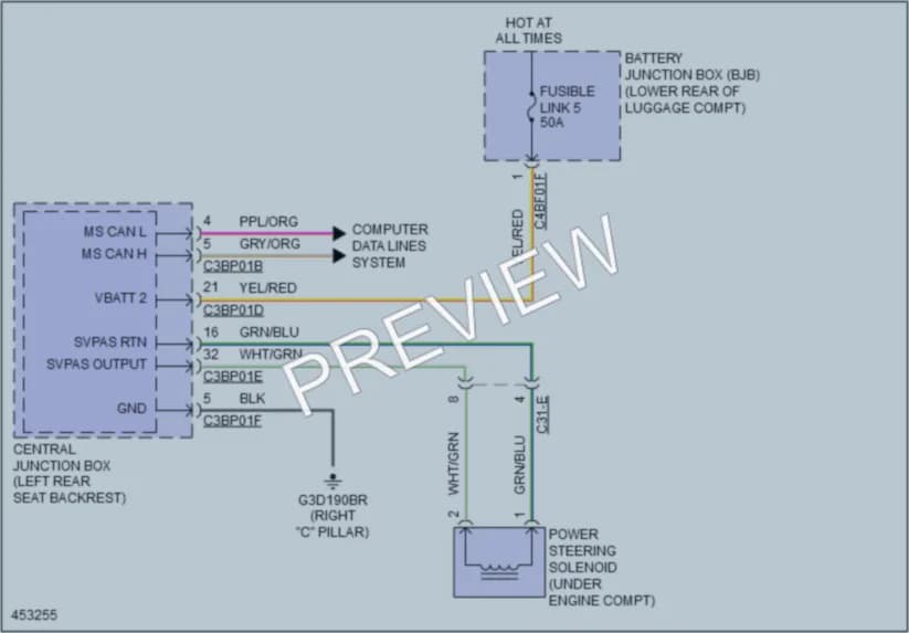 2015 Jaguar XJSupercharged Electronic Power Steering wiring diagram preview
