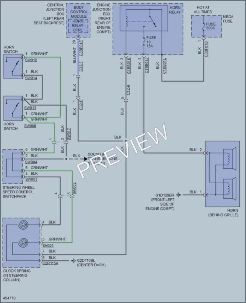 2015 Jaguar XJSupercharged Horn wiring diagram preview
