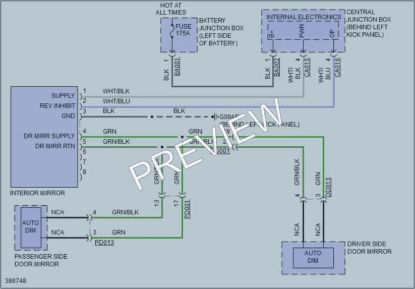 2015 Jaguar XK Power Mirrors wiring diagram preview