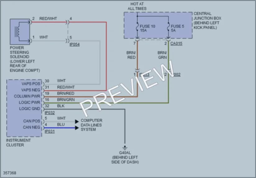 2015 Jaguar XKR Electronic Power Steering wiring diagram preview