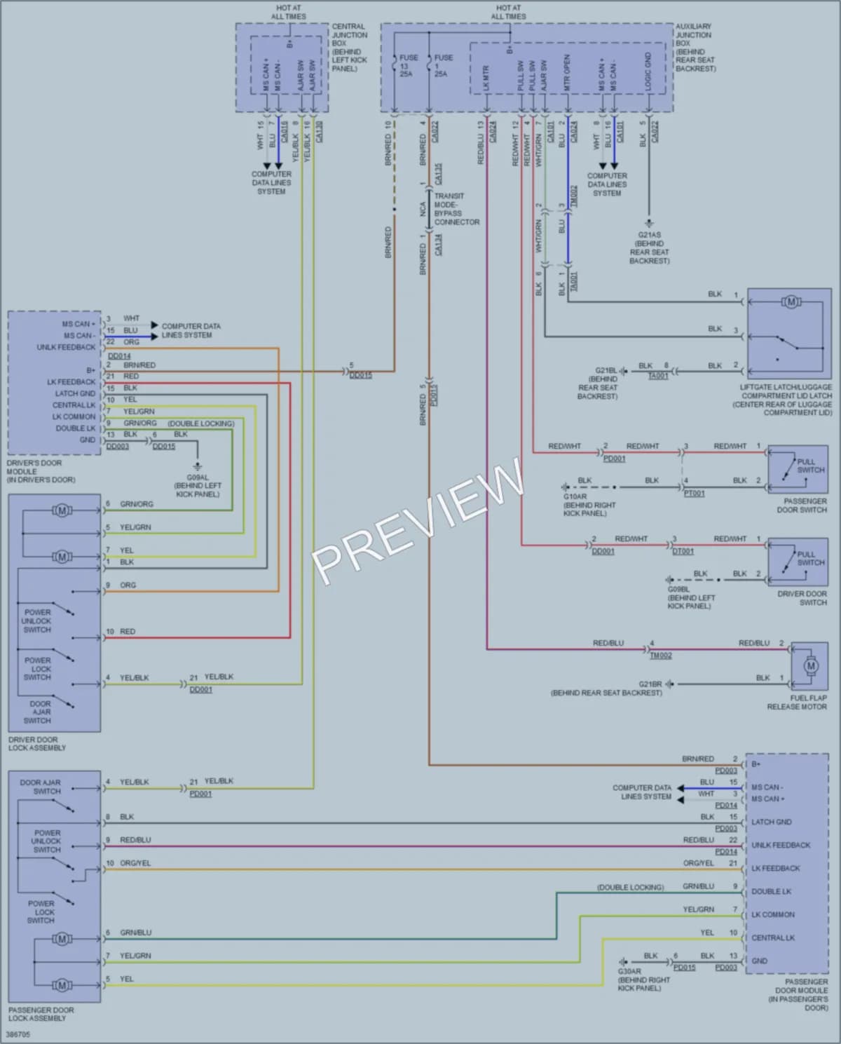 2015 Jaguar XKRS Power Door Locks wiring diagram preview