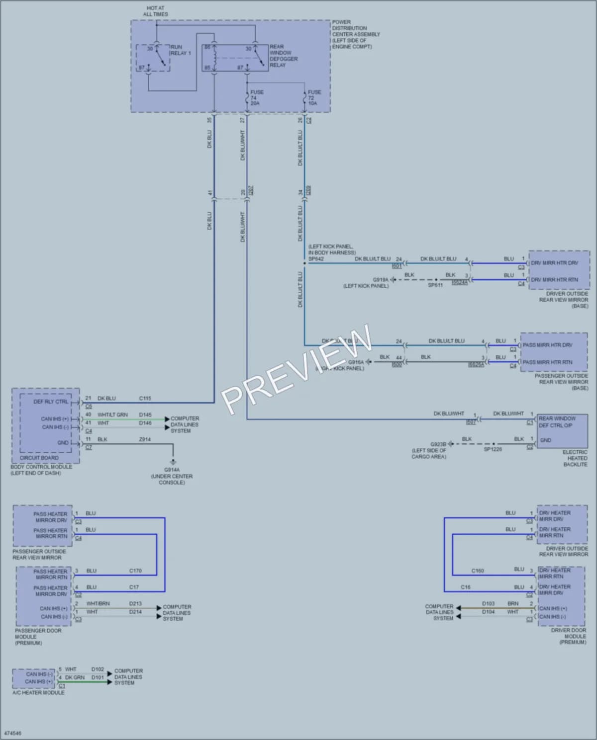 2015 Jeep Cherokee Defoggers wiring diagram preview