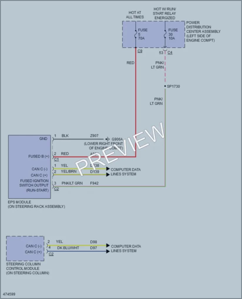 2015 Jeep Cherokee Electronic Power Steering wiring diagram preview