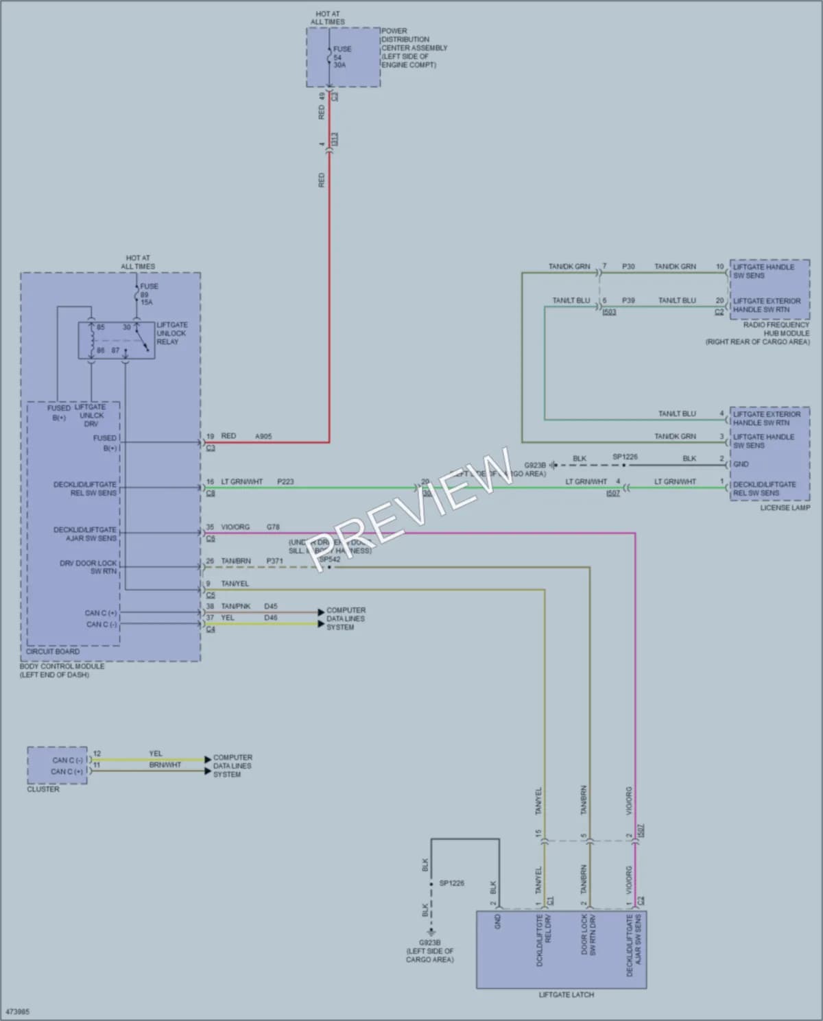 2015 Jeep Cherokee Trunk Tailgate Fuel Door wiring diagram preview