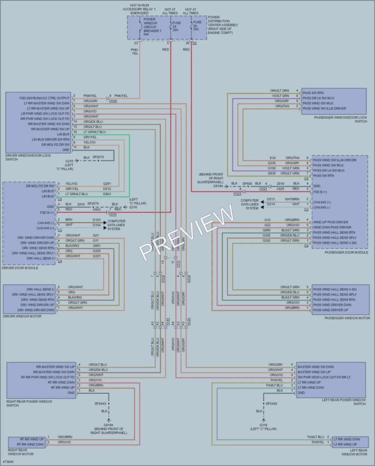 2015 Jeep GrandCherokee Power Windows wiring diagram preview