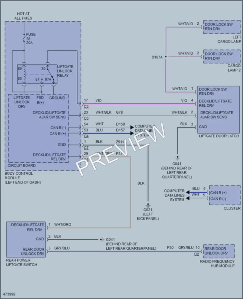 2015 Jeep Renegade Trunk Tailgate Fuel Door wiring diagram preview