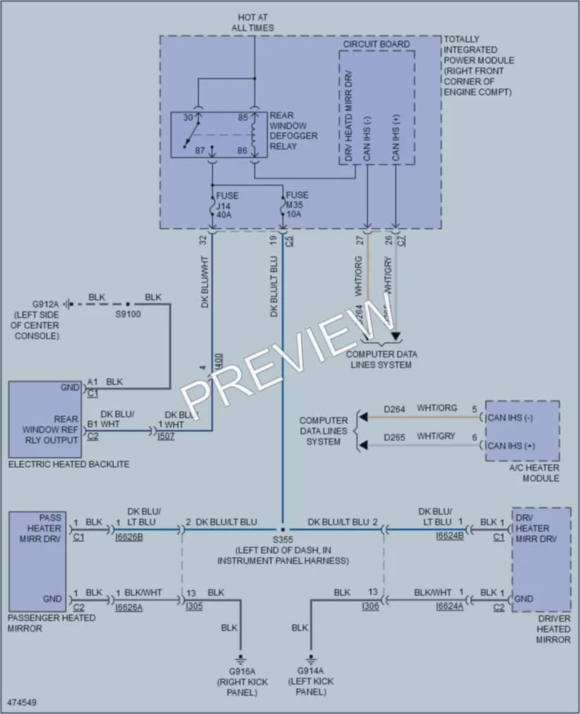 2015 Jeep Wrangler Defoggers wiring diagram preview