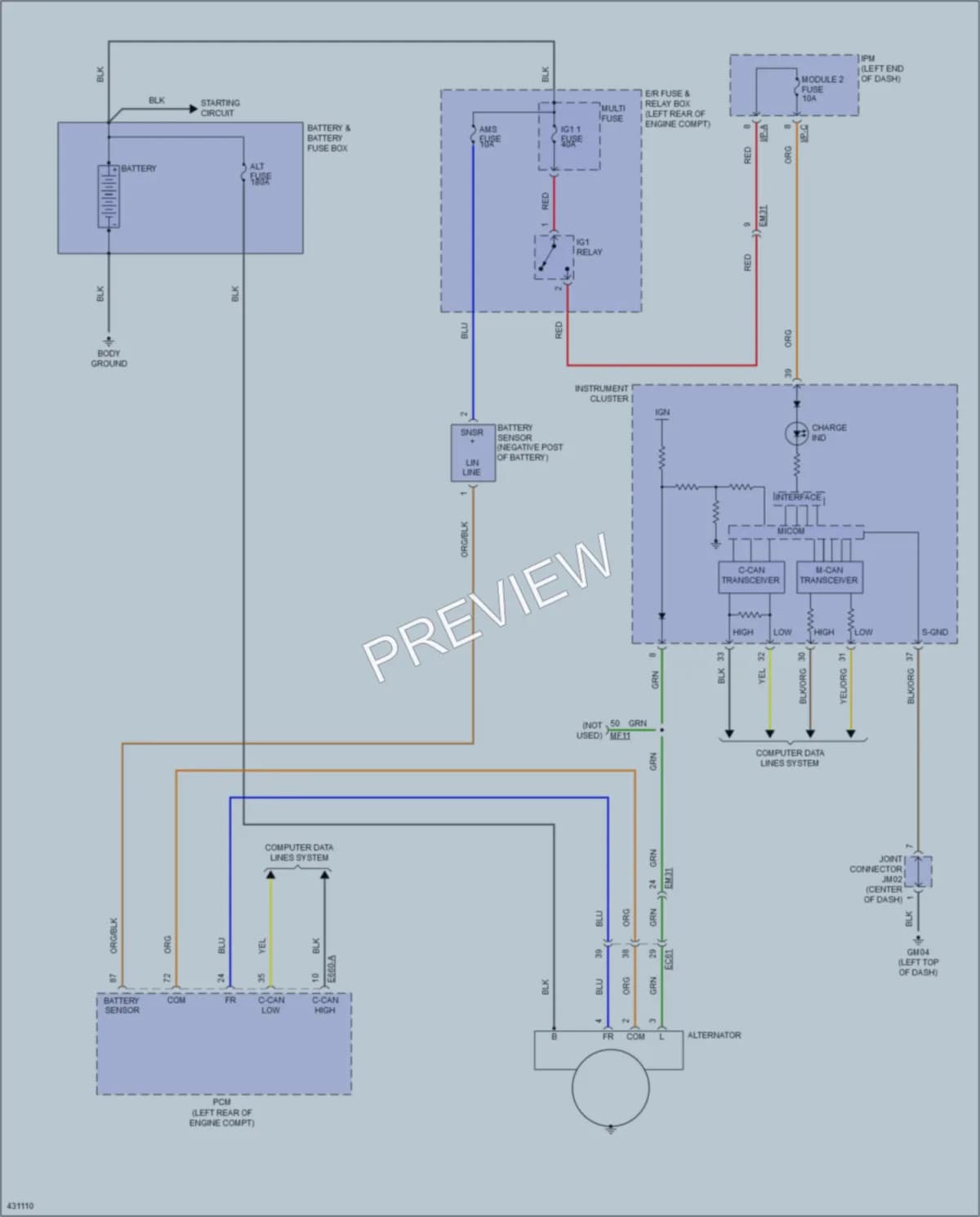2015 Kia Cadenza Starting Charging wiring diagram preview