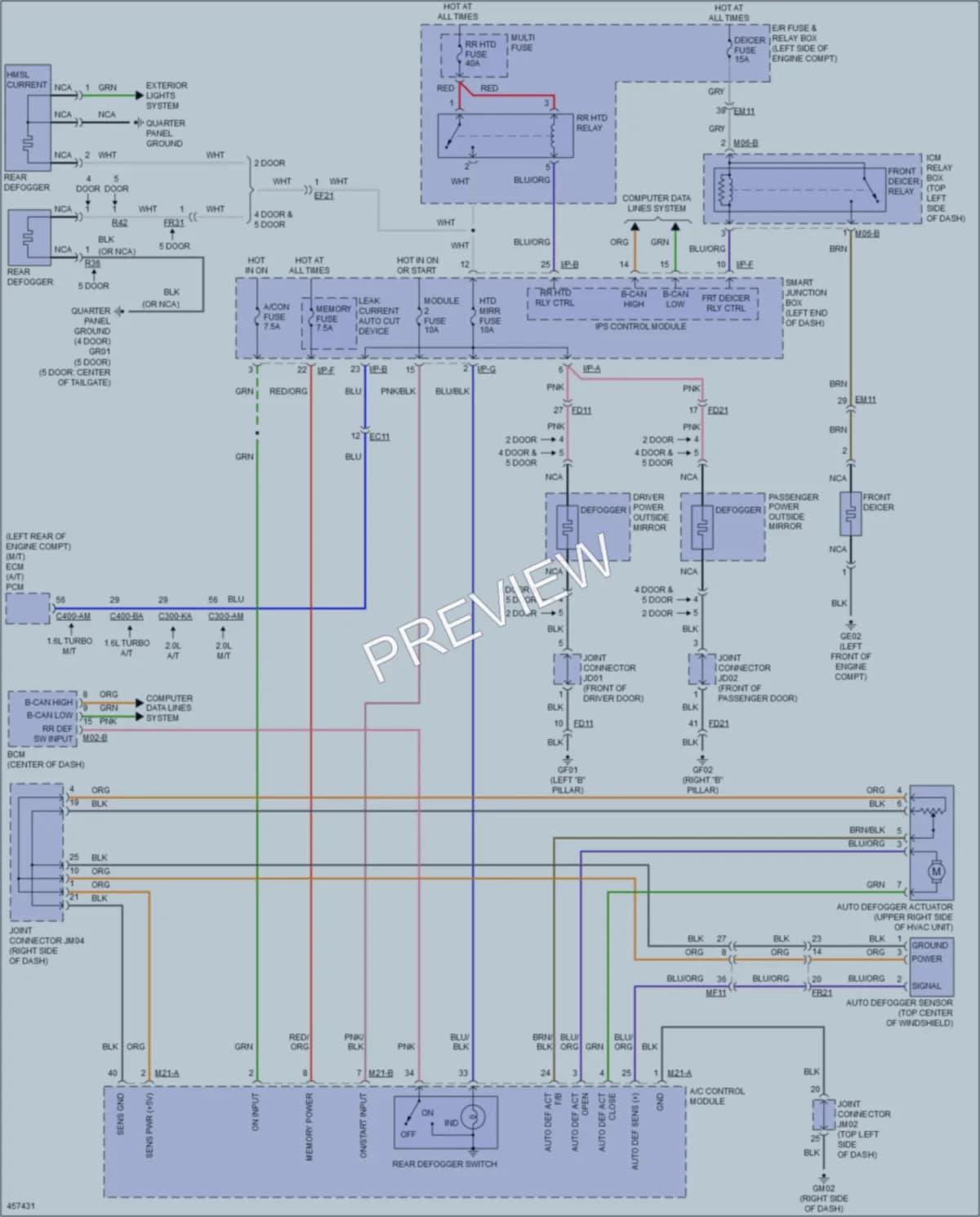 2015 Kia Forte5 Defoggers wiring diagram preview