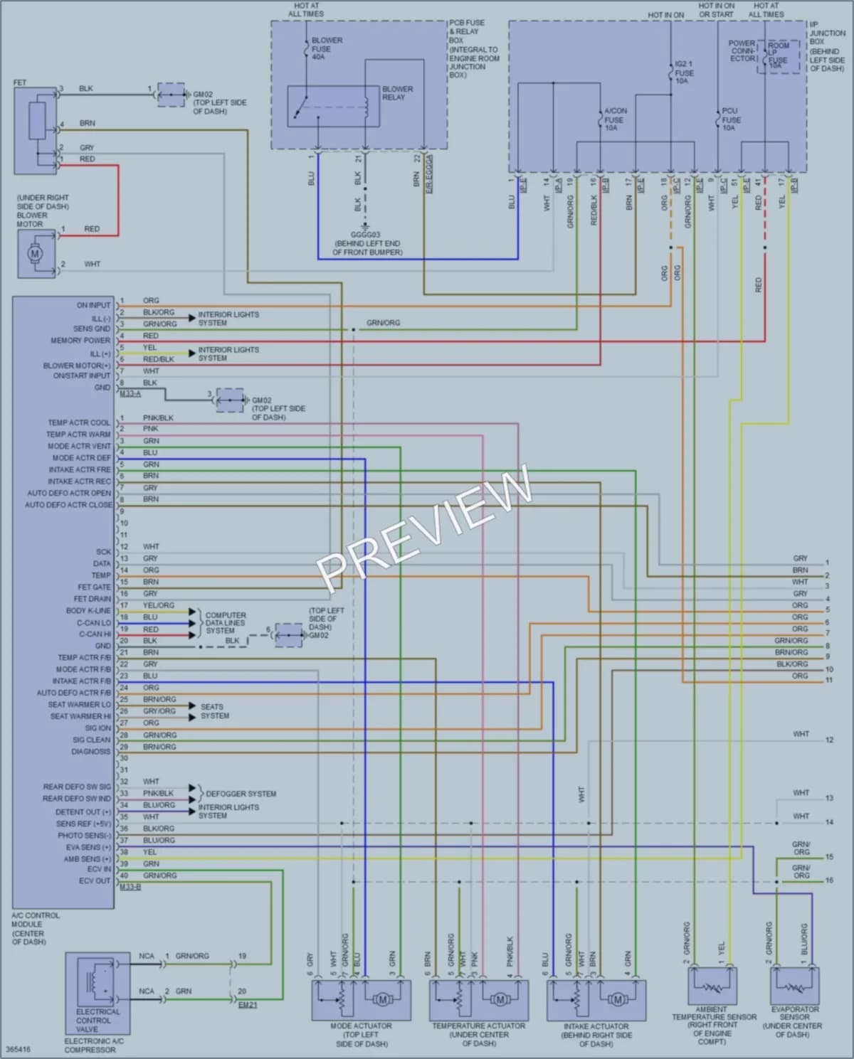 2015 Kia Rio Air Conditioning wiring diagram preview
