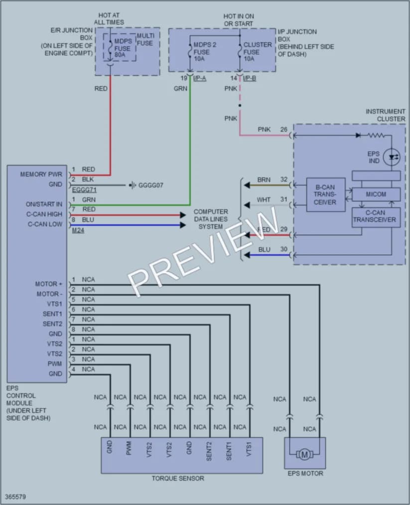 2015 Kia Rio Electronic Power Steering wiring diagram preview