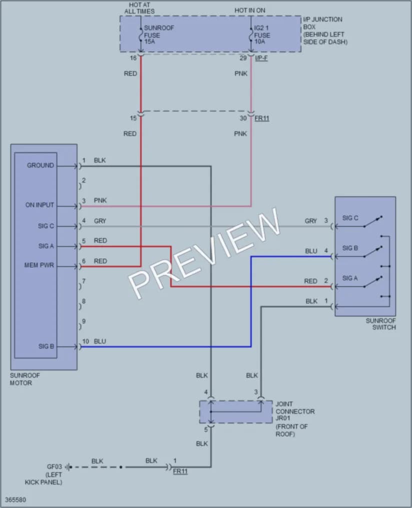 2015 Kia Rio Power Top Sunroof wiring diagram preview