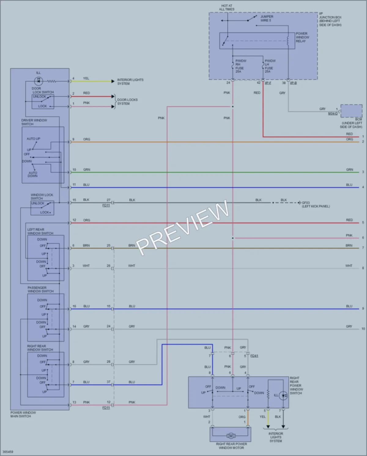 2015 Kia Rio Power Windows wiring diagram preview