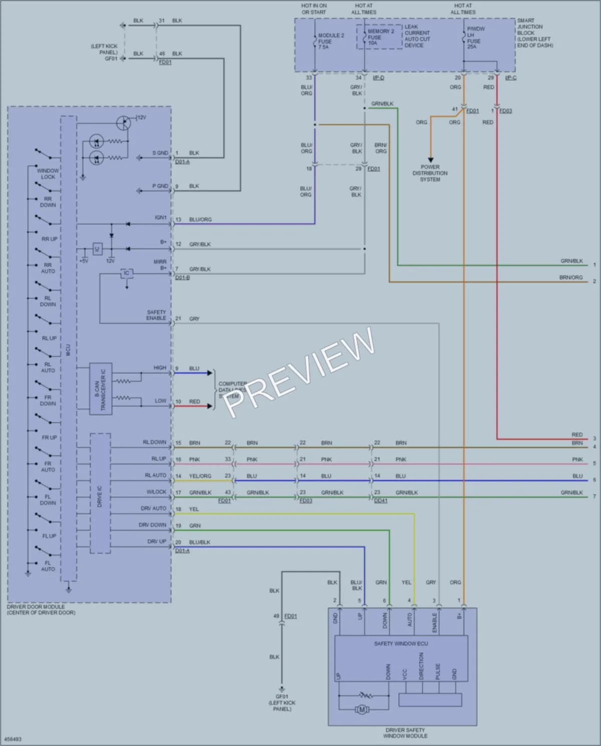 2015 Kia Sedona Power Windows wiring diagram preview