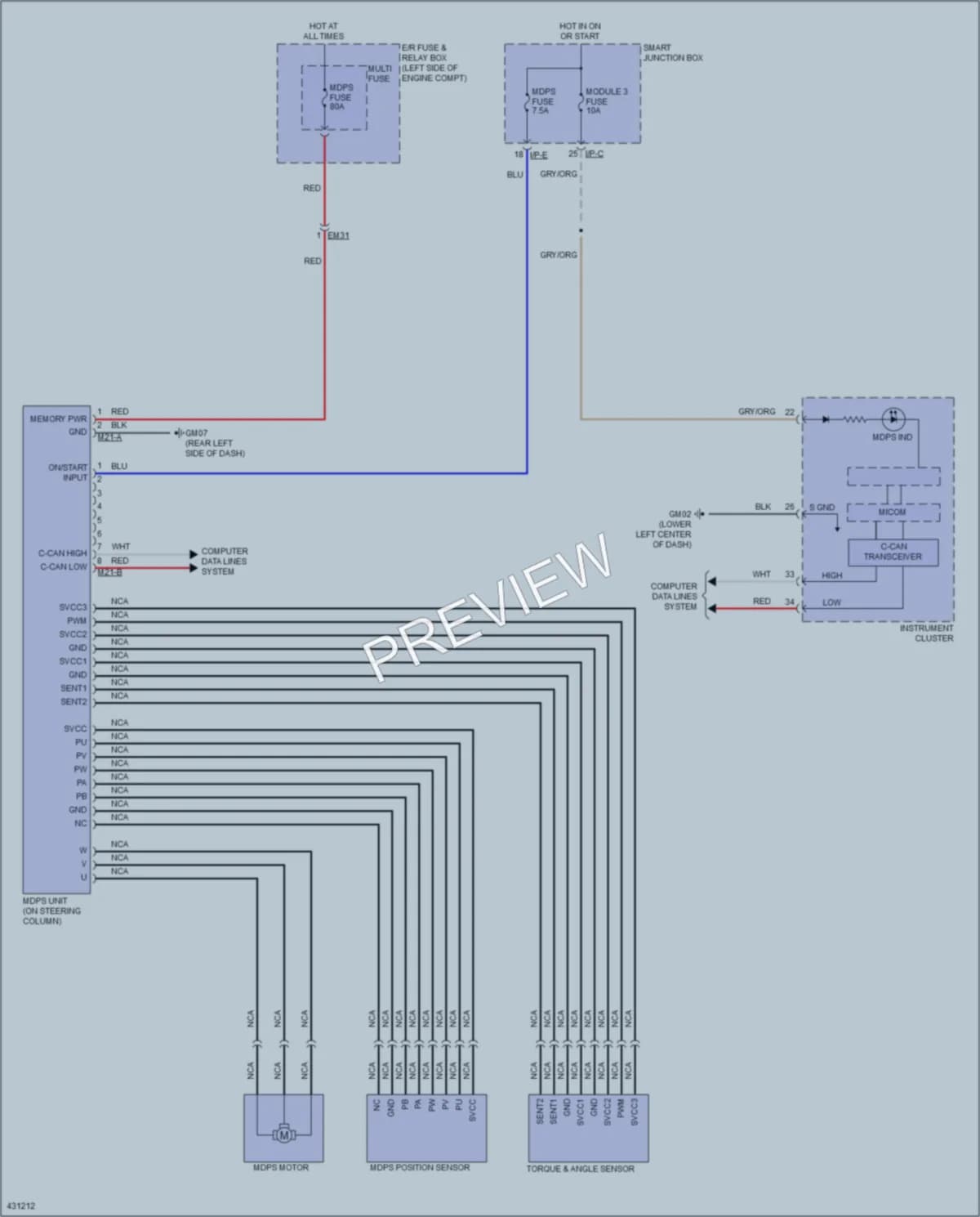 2015 Kia Sorento Electronic Power Steering wiring diagram preview