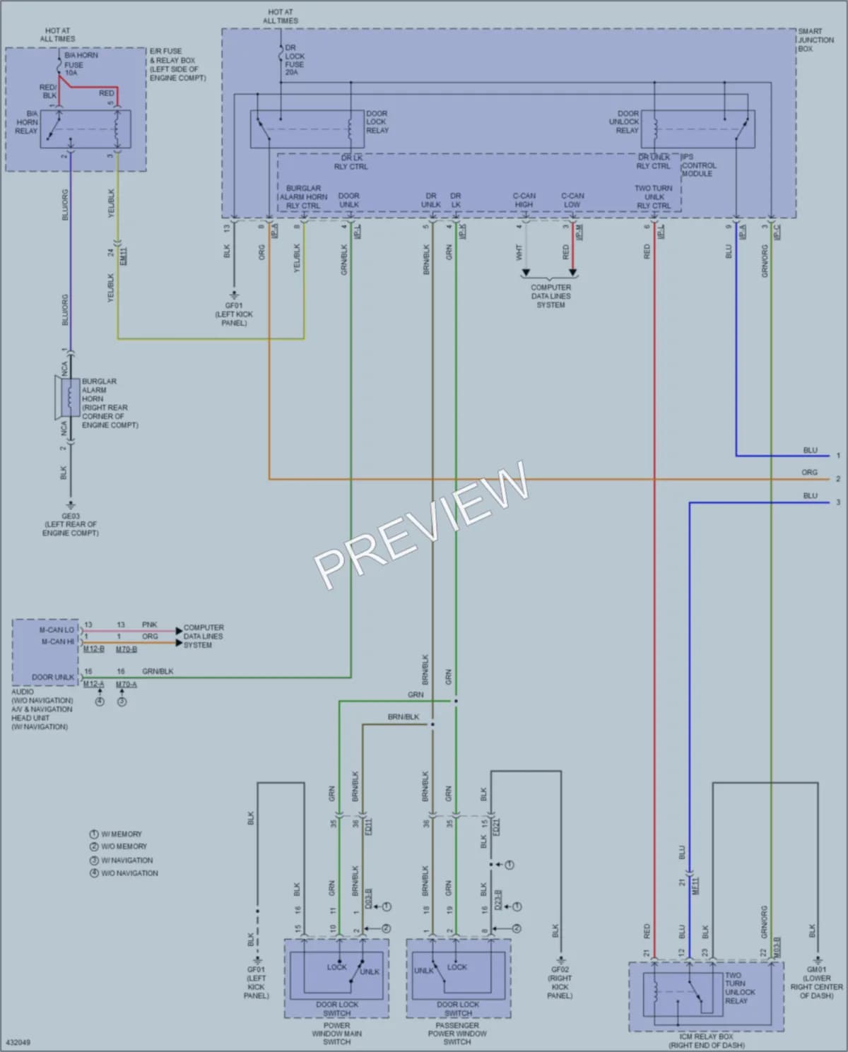 2015 Kia Sorento Power Door Locks wiring diagram preview