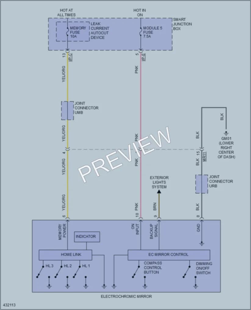 2015 Kia Sorento Power Mirrors wiring diagram preview