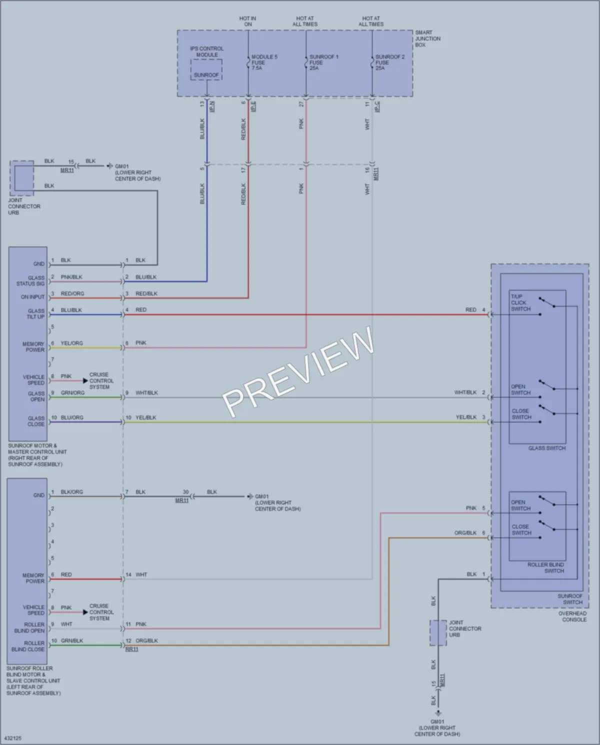 2015 Kia Sorento Power Top Sunroof wiring diagram preview