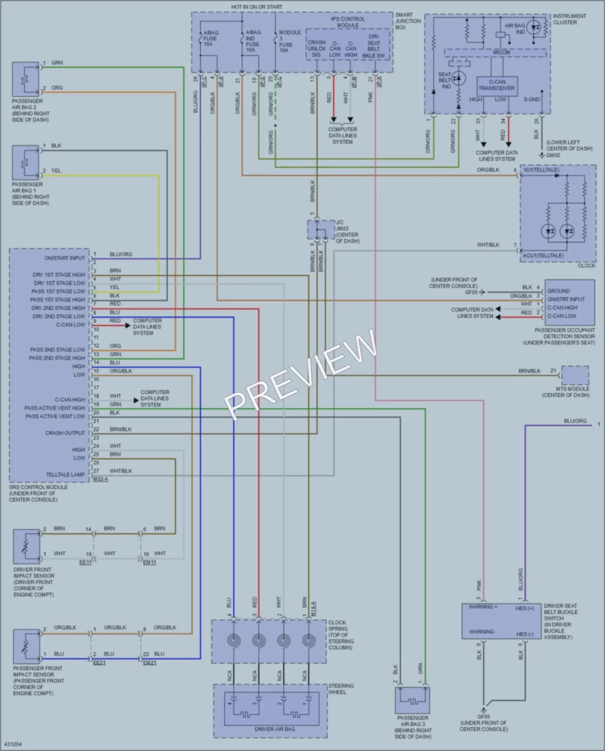2015 Kia Sorento Supplemental Restraints wiring diagram preview