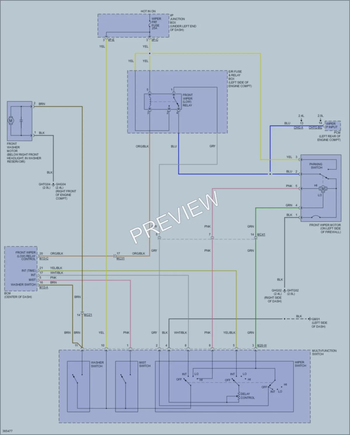 2015 Kia Sportage Wiper Washer wiring diagram preview