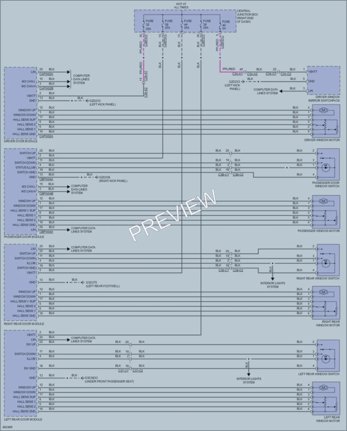 2015 LandRover RangeRover Power Windows wiring diagram preview