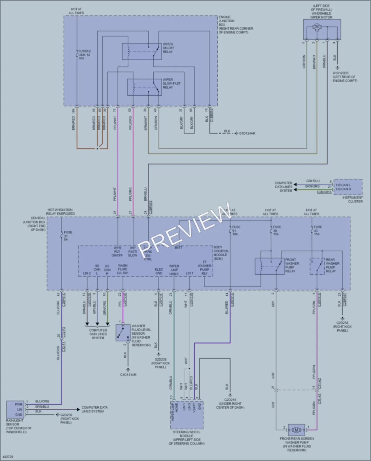 2015 LandRover RangeRover Wiper Washer wiring diagram preview