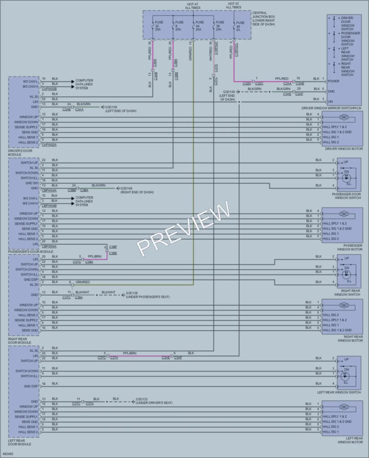 2015 LandRover RangeRoverEvoque Power Windows wiring diagram preview