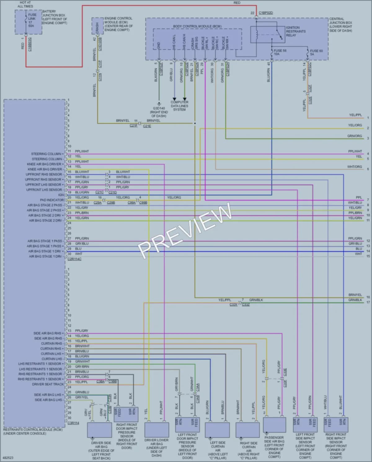 2015 LandRover RangeRoverEvoque Supplemental Restraints wiring diagram preview