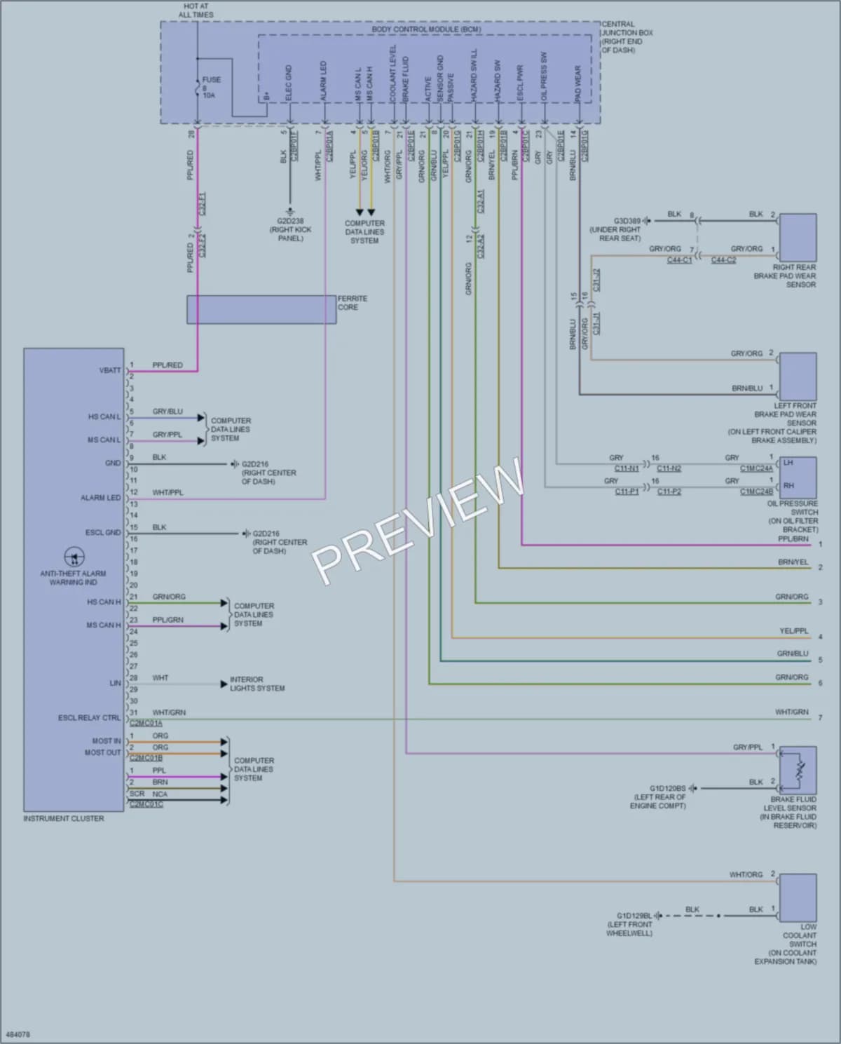 2015 LandRover RangeRoverSport Instrument Cluster wiring diagram preview
