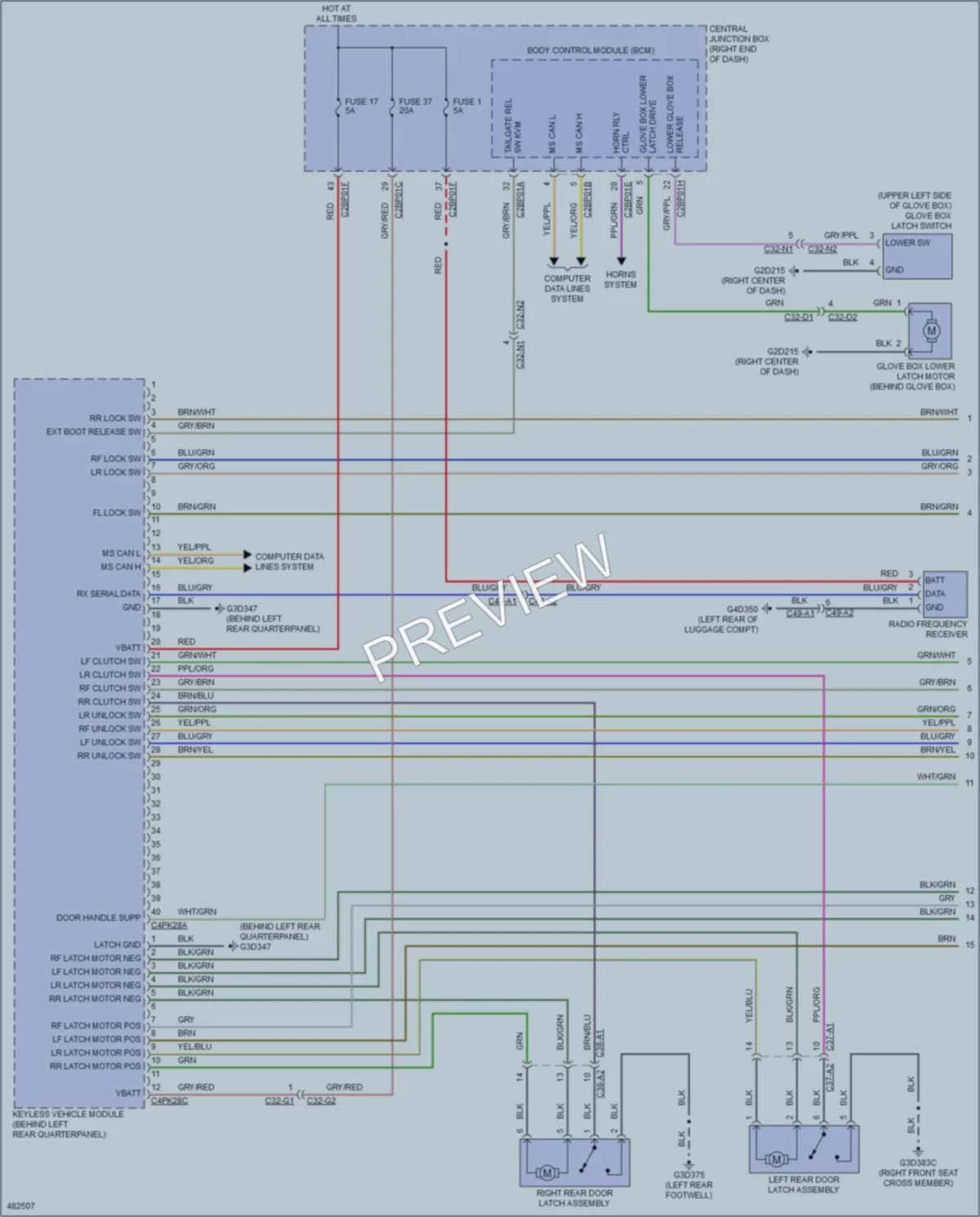 2015 LandRover RangeRoverSport Power Door Locks wiring diagram preview