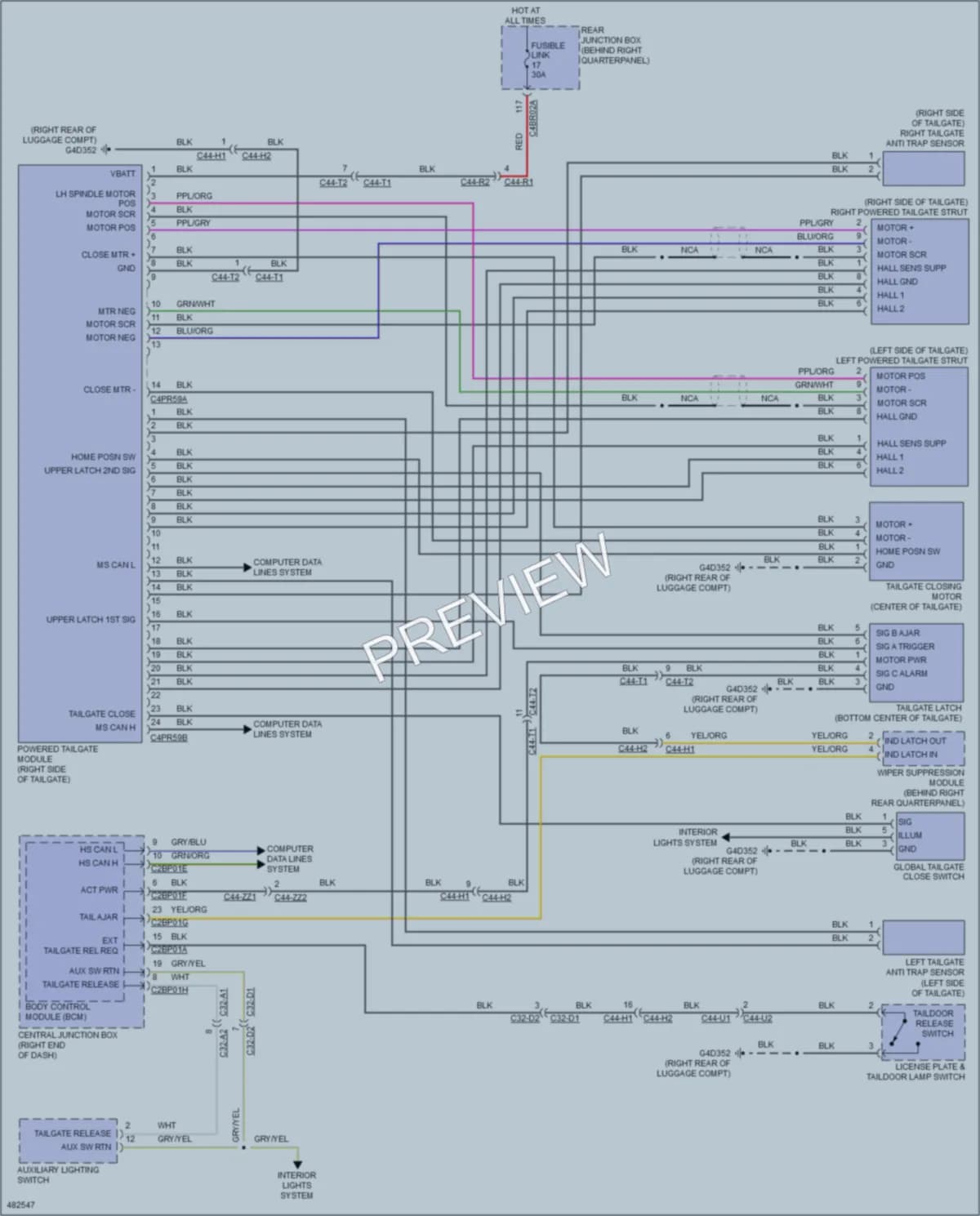 2015 LandRover RangeRoverSport Trunk Tailgate Fuel Door wiring diagram preview
