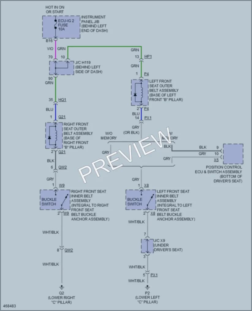 2015 Lexus CT200h Passive Restraints wiring diagram preview