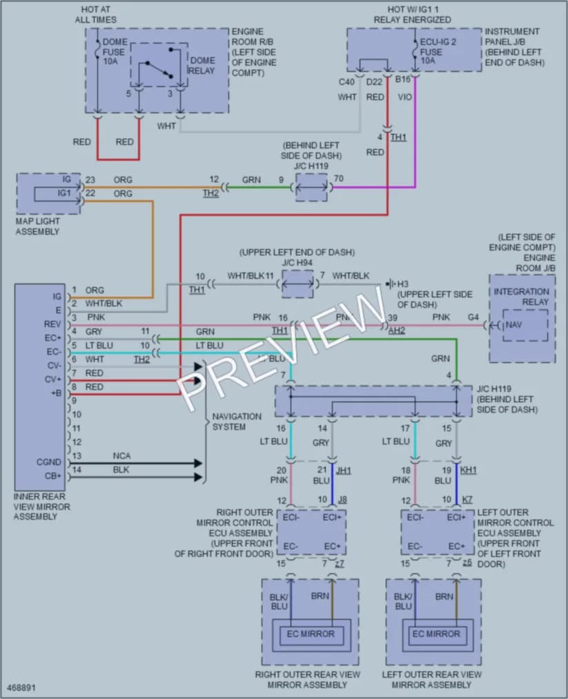 2015 Lexus CT200h Power Mirrors wiring diagram preview