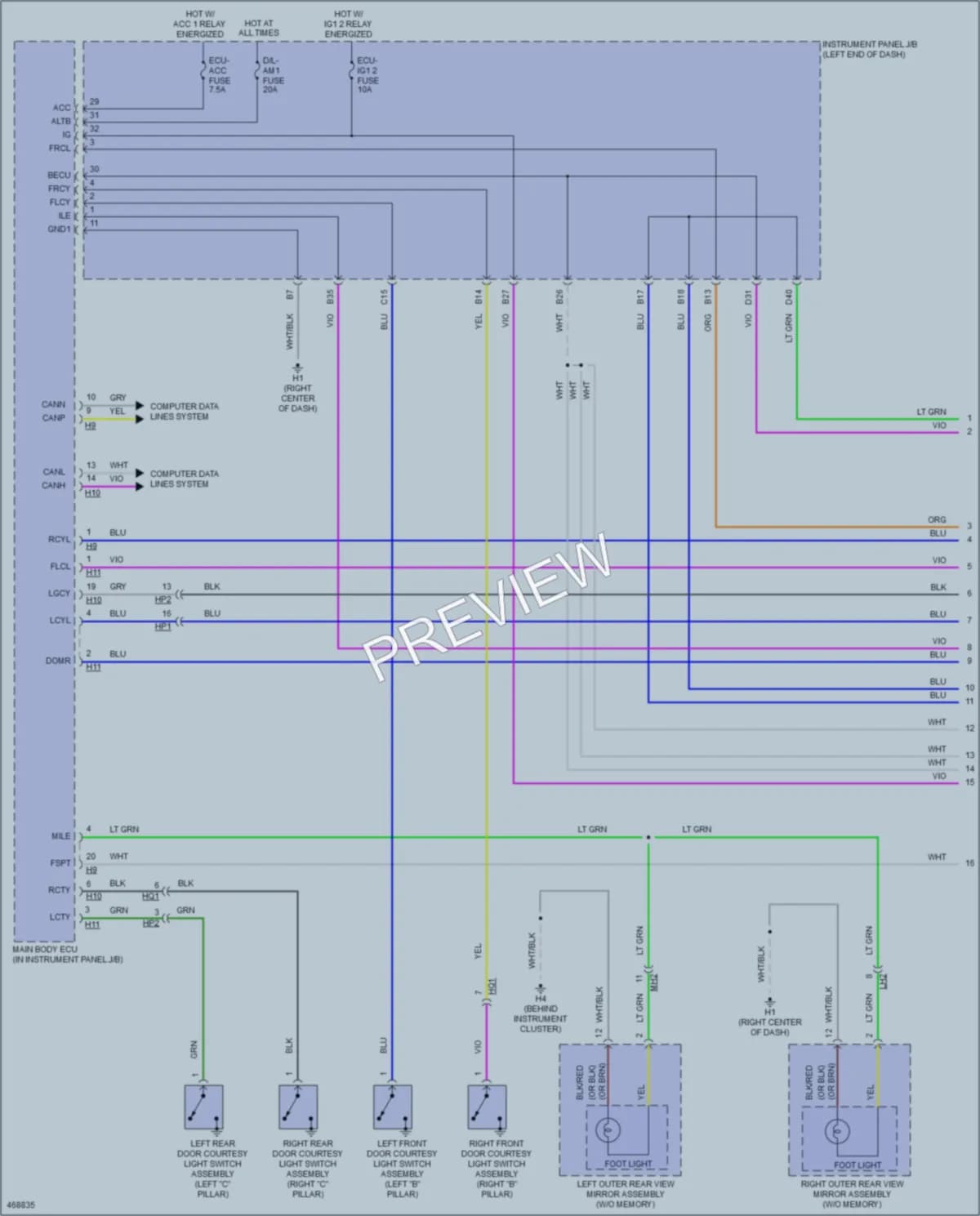 2015 Lexus ES300h Interior Lights wiring diagram preview