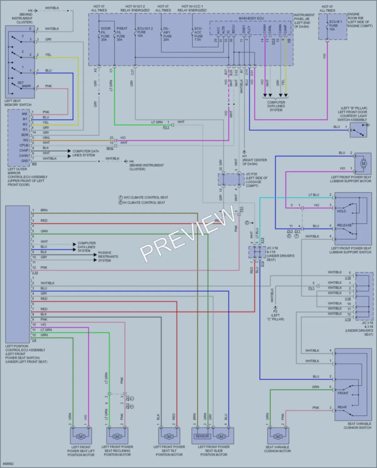 2015 Lexus ES300h Memory Systems wiring diagram preview