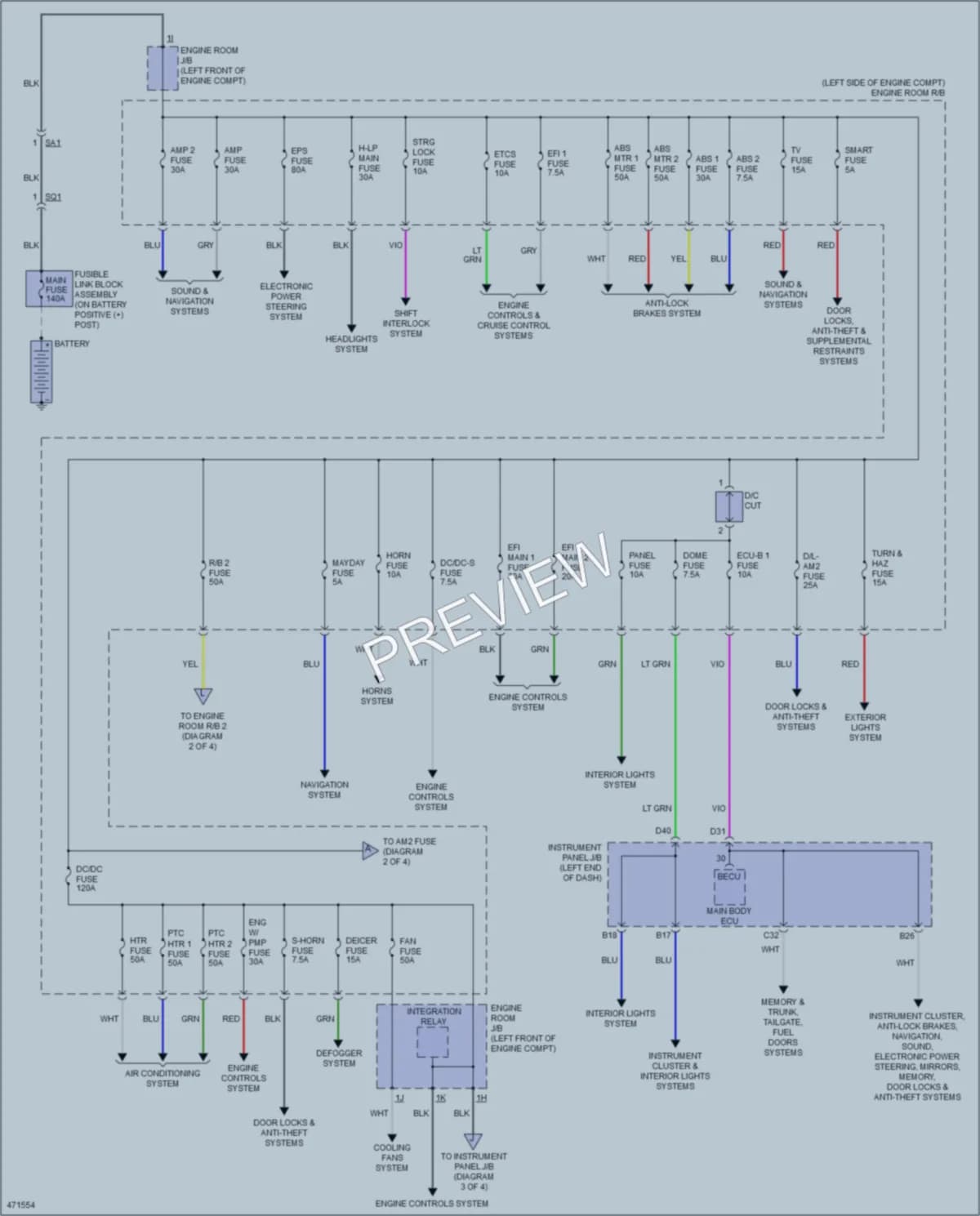 2015 Lexus ES300h Power Distribution wiring diagram preview