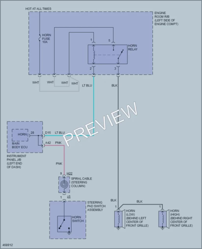 2015 Lexus ES350 Horn wiring diagram preview