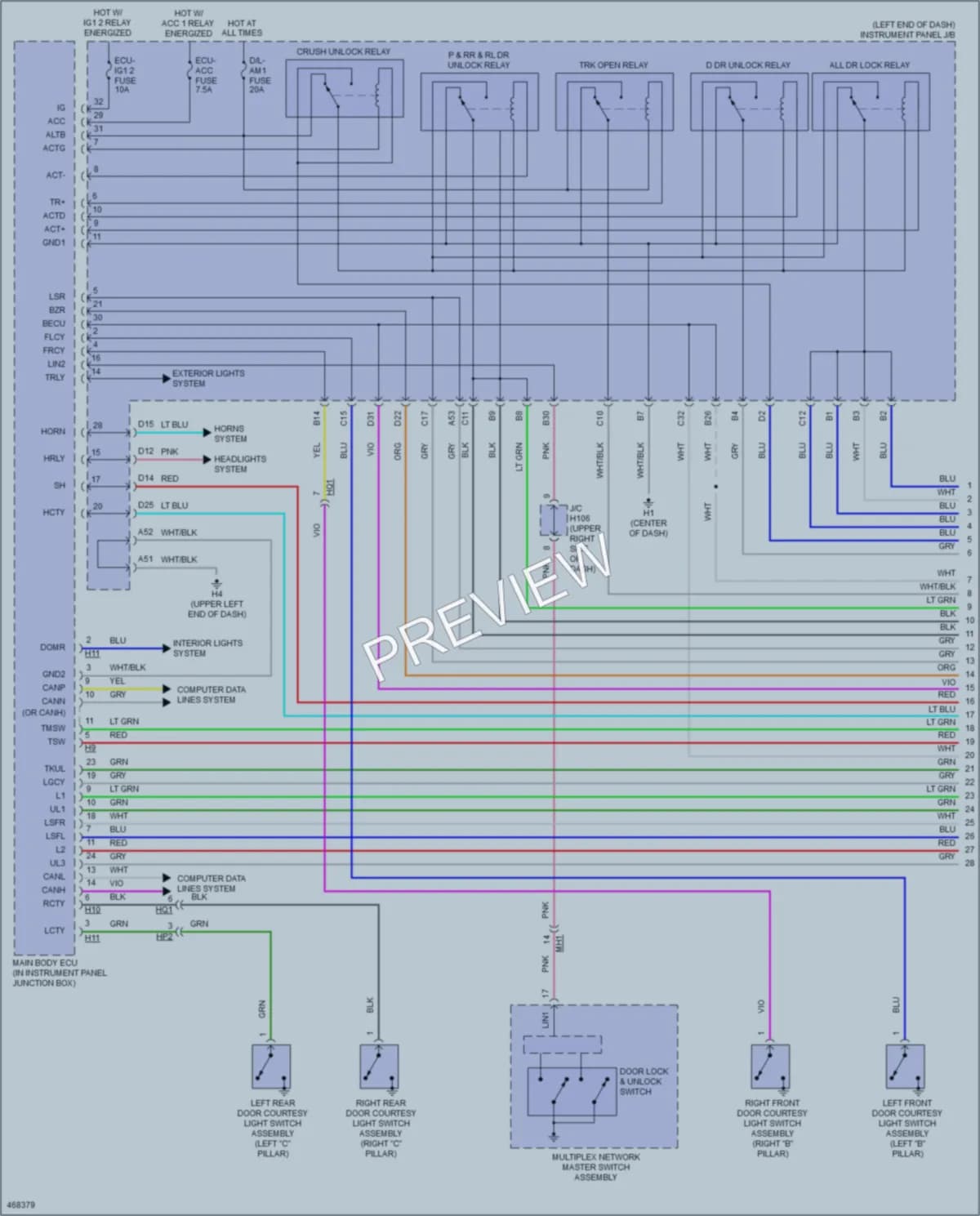 2015 Lexus ES350 Power Door Locks wiring diagram preview