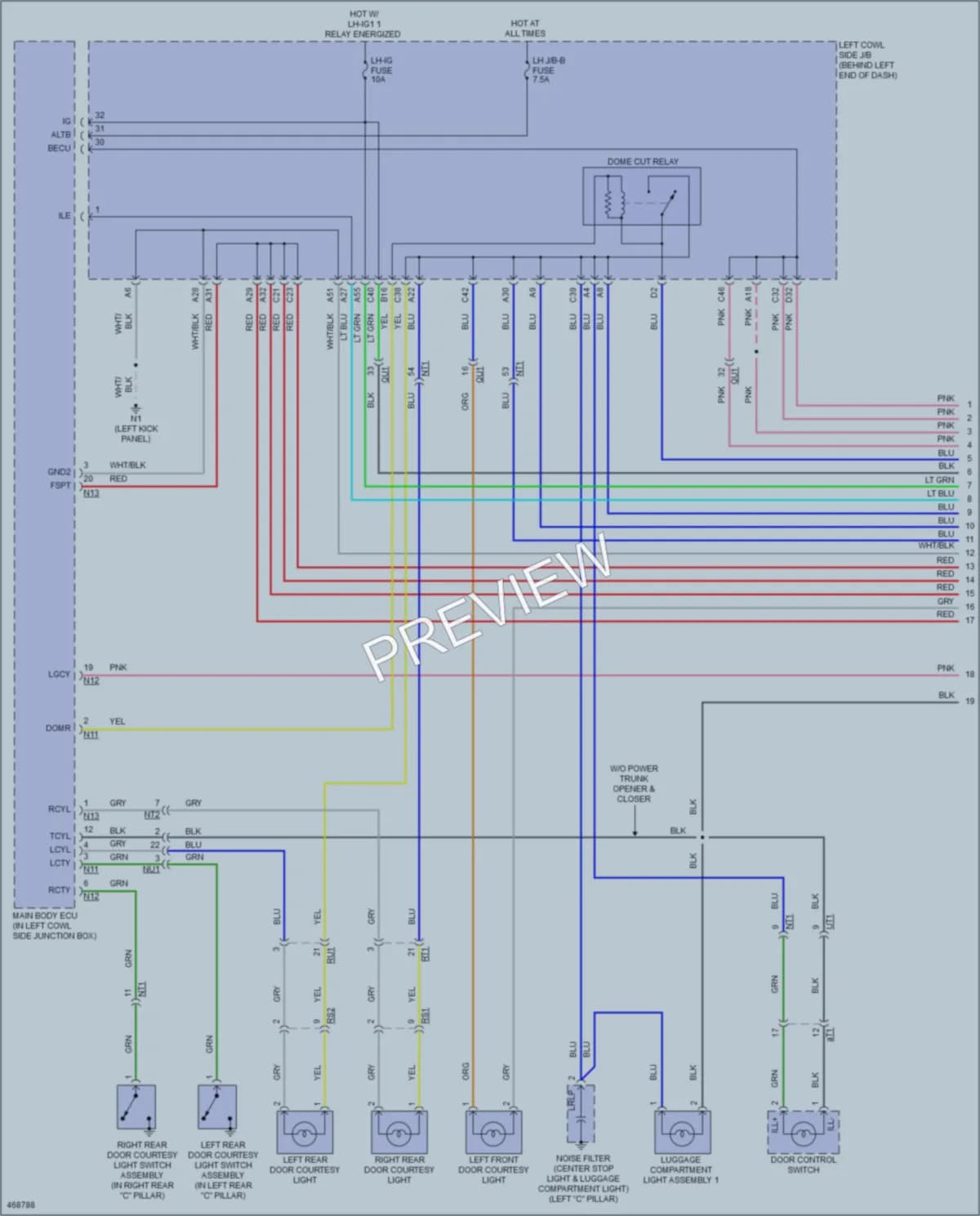 2015 Lexus GS350 Interior Lights wiring diagram preview