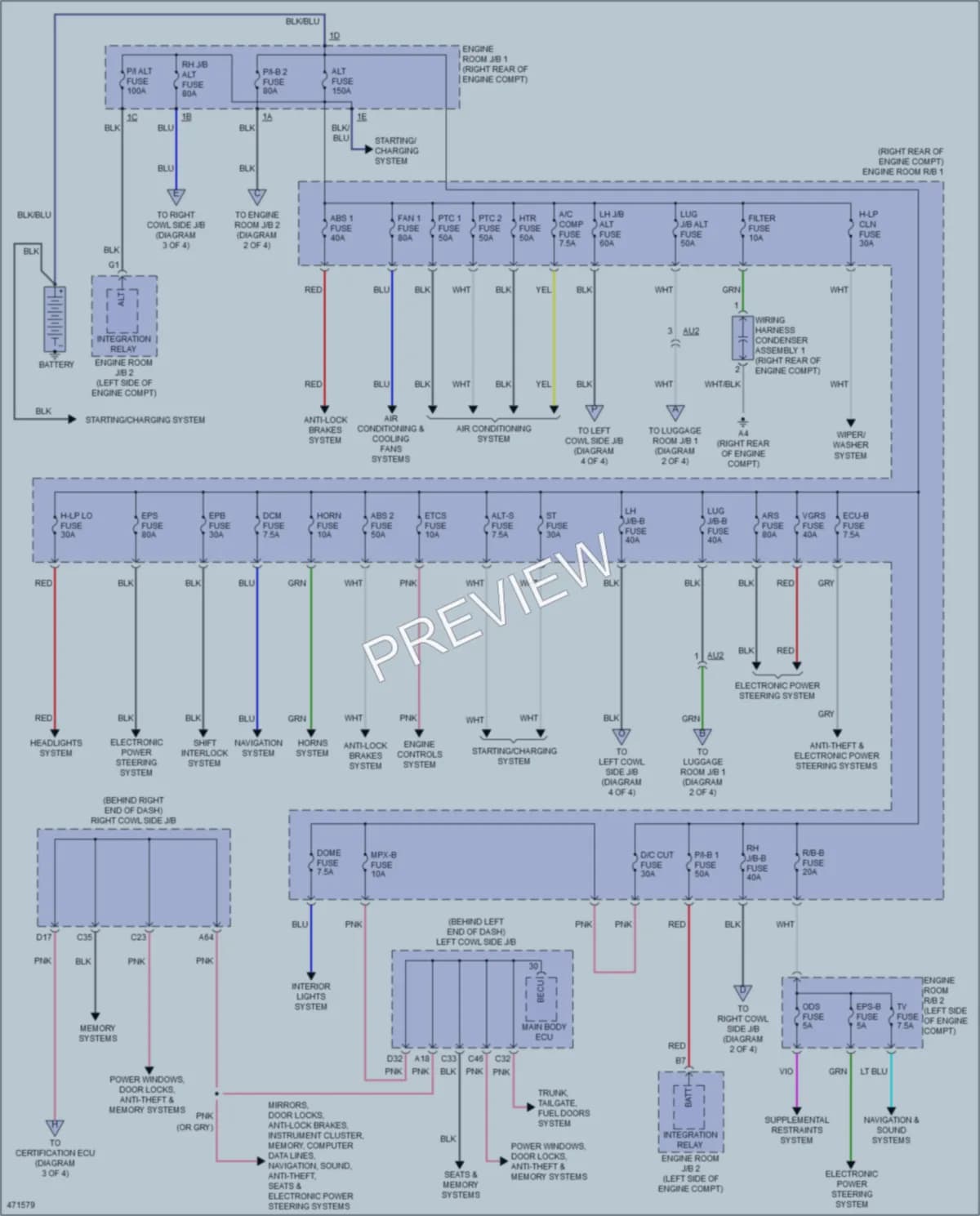 2015 Lexus GS350 Power Distribution wiring diagram preview