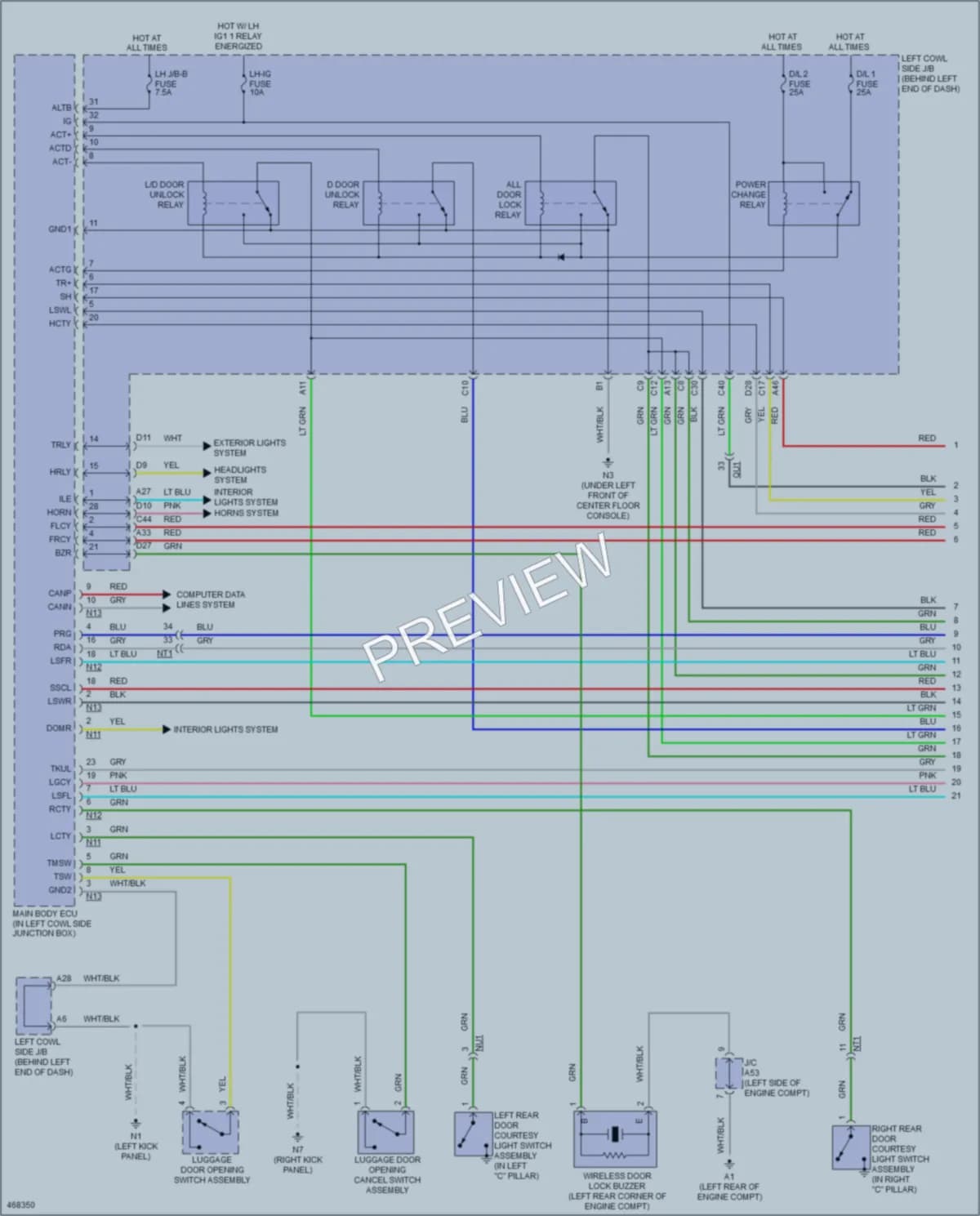 2015 Lexus GS350 Power Door Locks wiring diagram preview