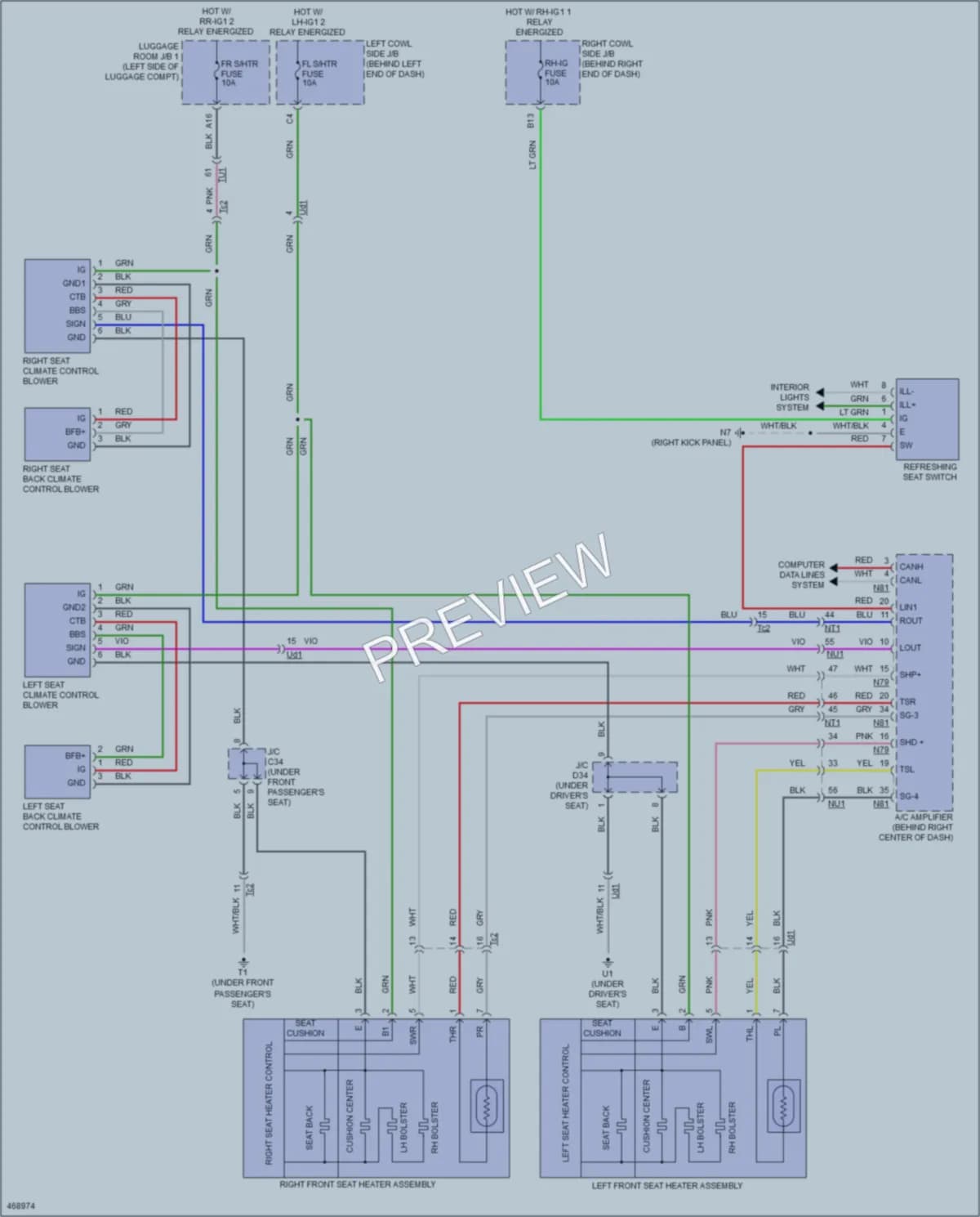 2015 Lexus GS350 Power Seats wiring diagram preview