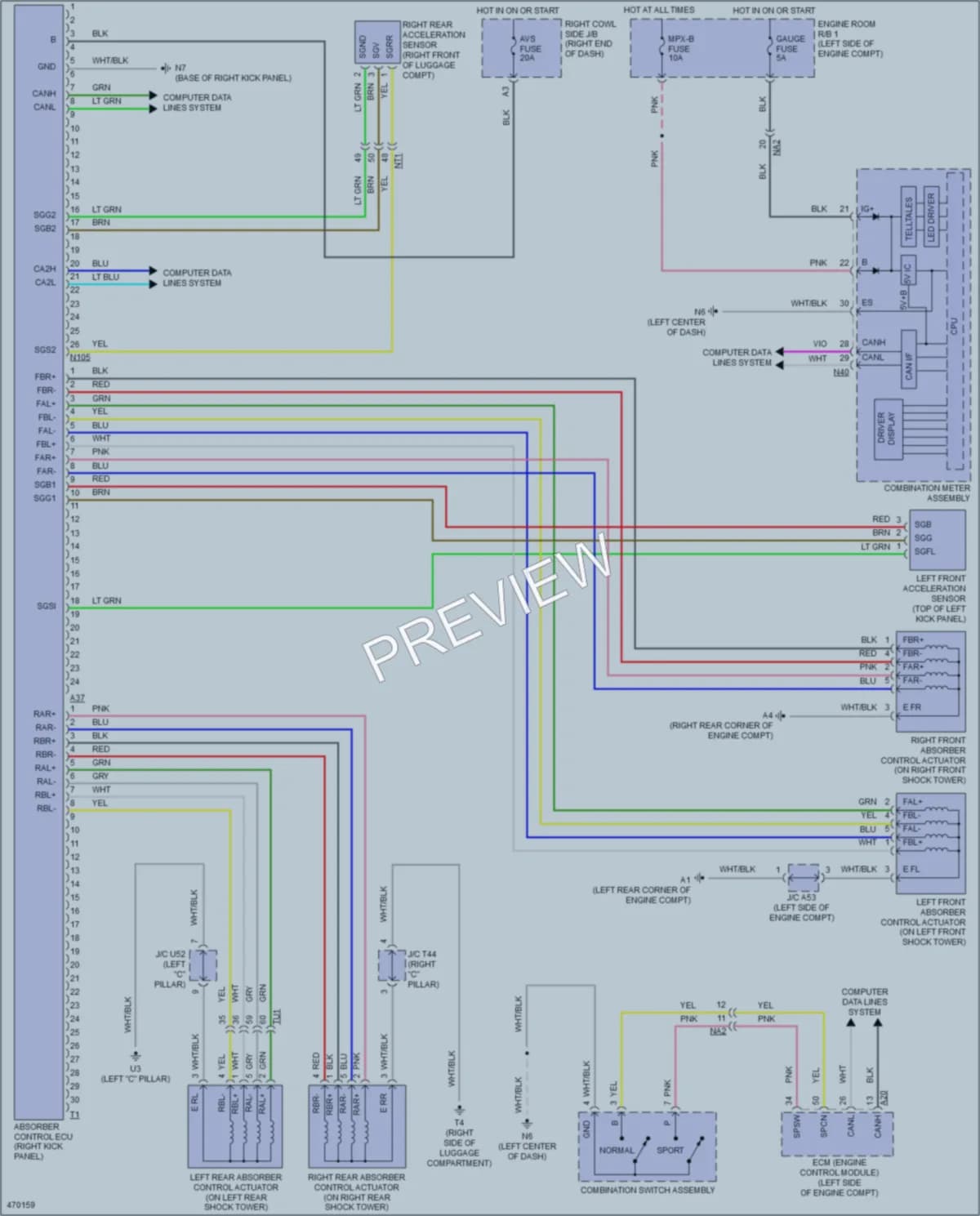 2015 Lexus GS450h Electronic Suspension wiring diagram preview
