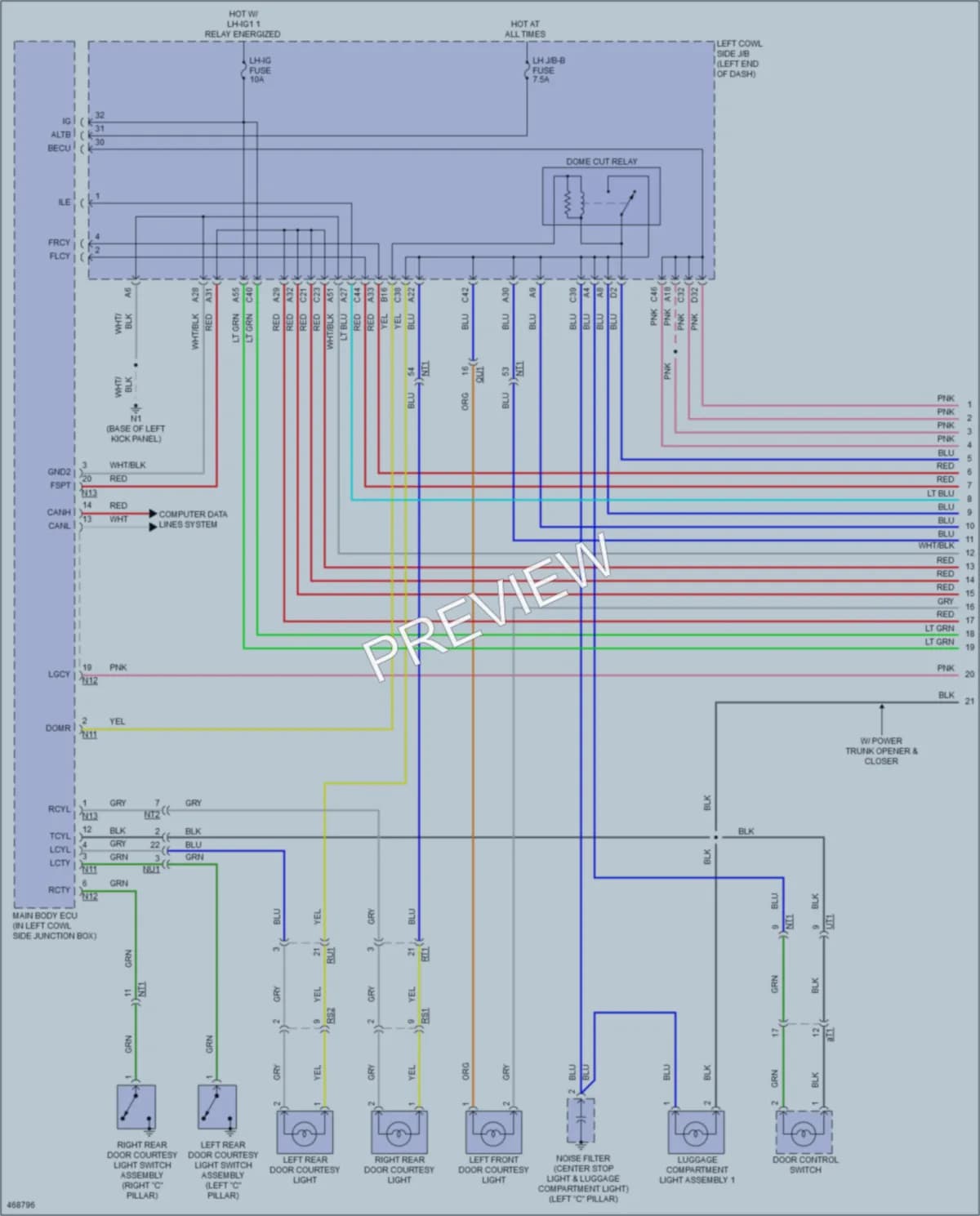 2015 Lexus GS450h Interior Lights wiring diagram preview