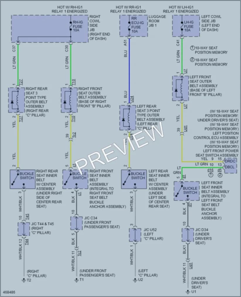2015 Lexus GS450h Passive Restraints wiring diagram preview