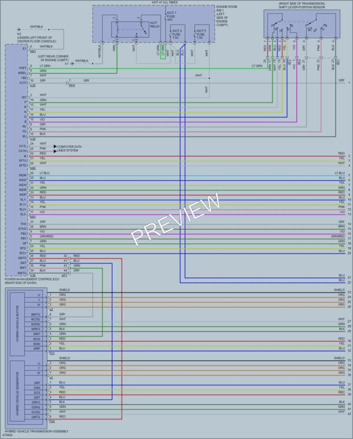 2015 Lexus GS450h Transmission wiring diagram preview
