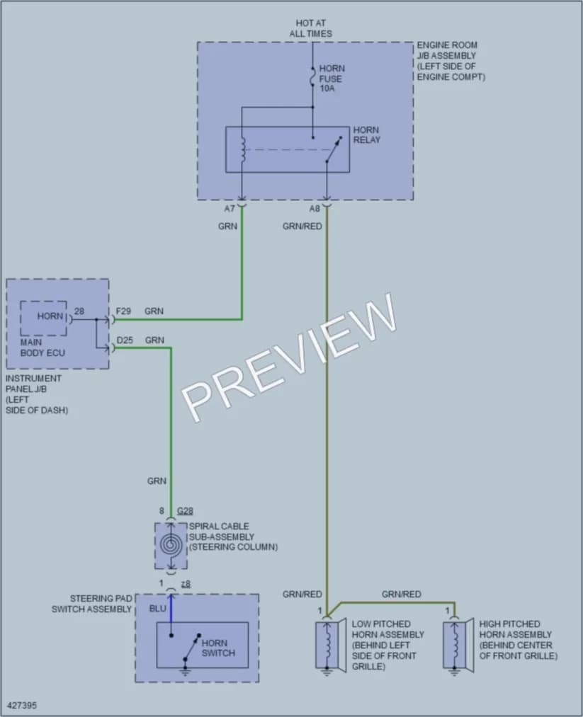 2015 Lexus GX460 Horn wiring diagram preview